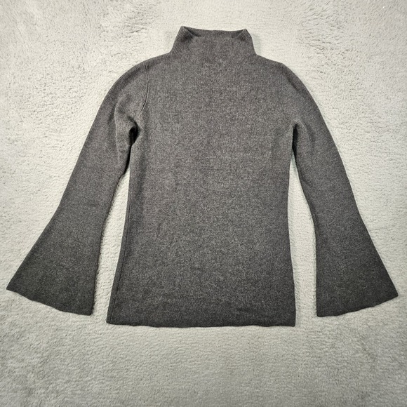 Robert Rodriguez V Back Sweater Womens M Gray Wool Cashmere Bell Sleeve Designer - Picture 1 of 13